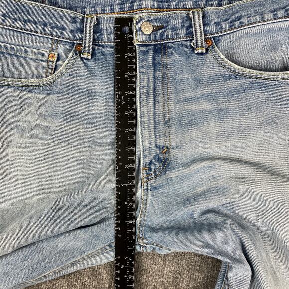 Levi's Light Wash Jeans Mens 38x32 Blue Distressed Straight Leg Casual Denim - Picture 4 of 11
